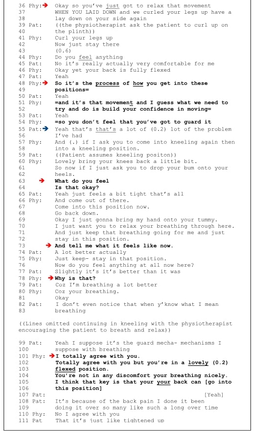 effective reassurance in physiotherapy