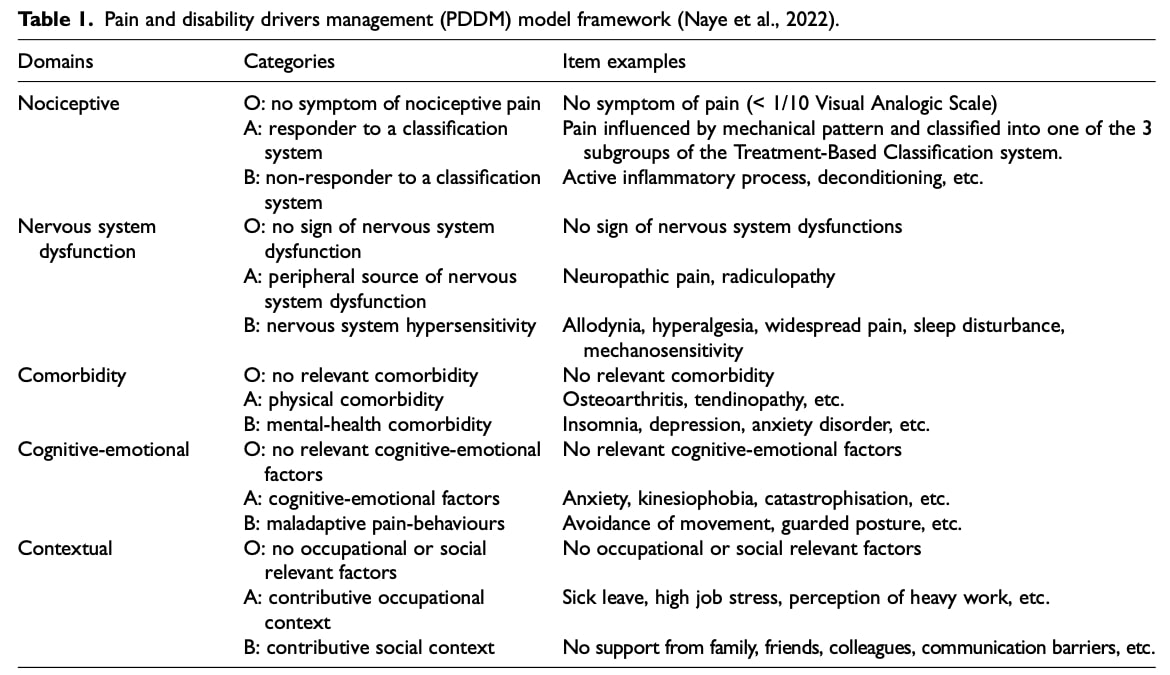 multidimensional low back pain phenotyping