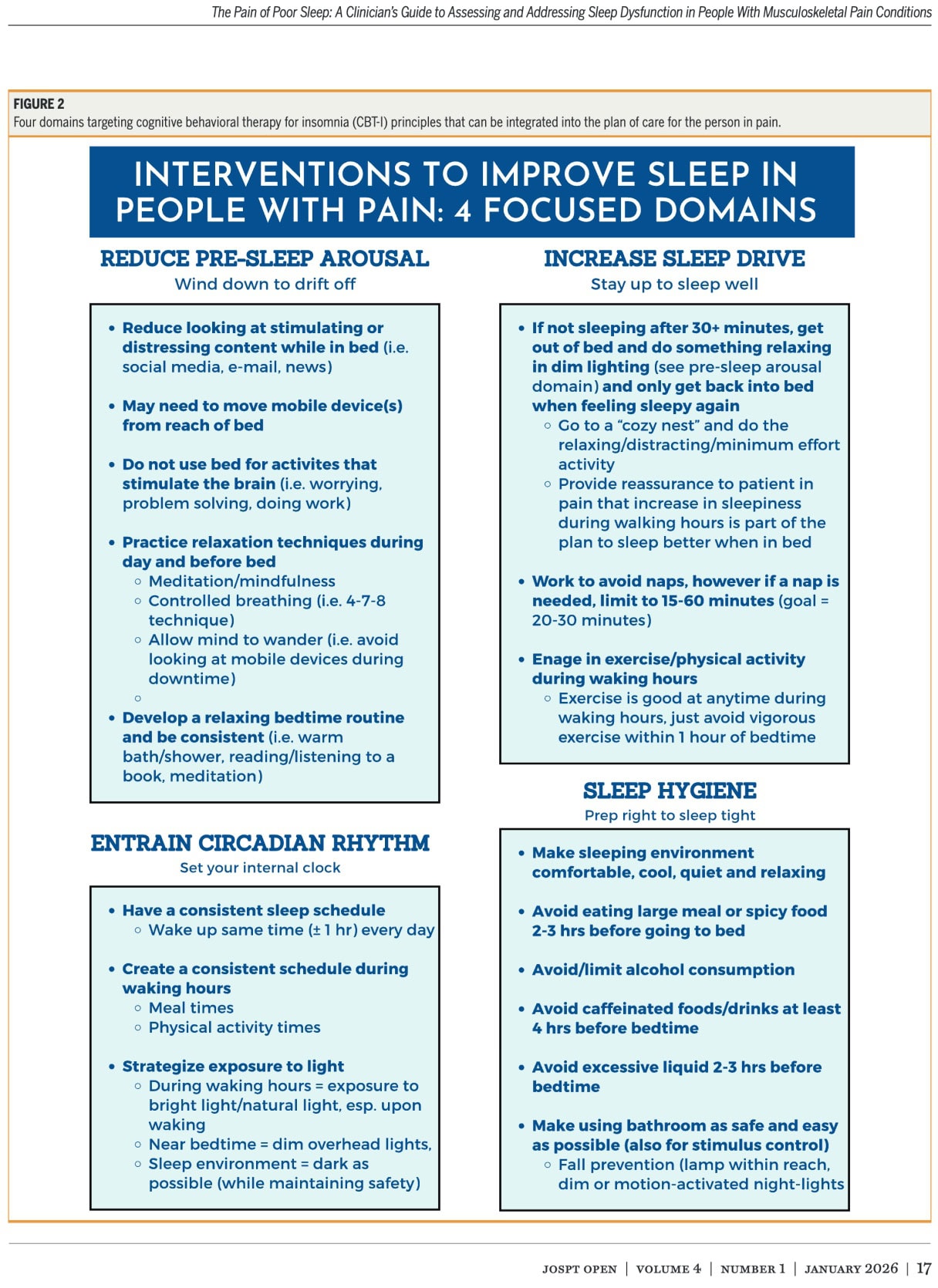 management of sleep dysfunction in musculoskeletal care